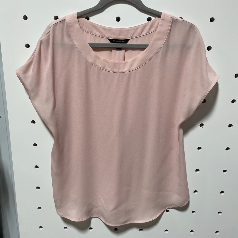 Banana Republic Pink Flutter Sleeve Blouse